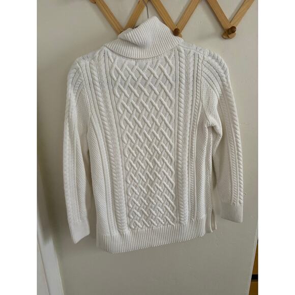 Banana Republic Sweater Women's Small White Cable Knit Turtleneck Pullover - Picture 7 of 8